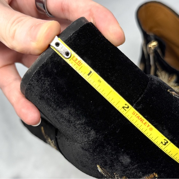 & Other Stories Black Velvet Ankle Boots with Gold Floral Embellishments - Picture 14 of 16